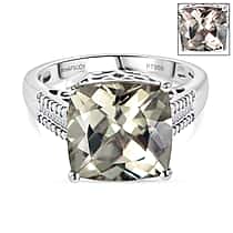 Rhapsody 10 Ct. AAAA Natural Turkizite, Natural White Diamond Cocktail Ring in 950 Platinum (VS/EF)