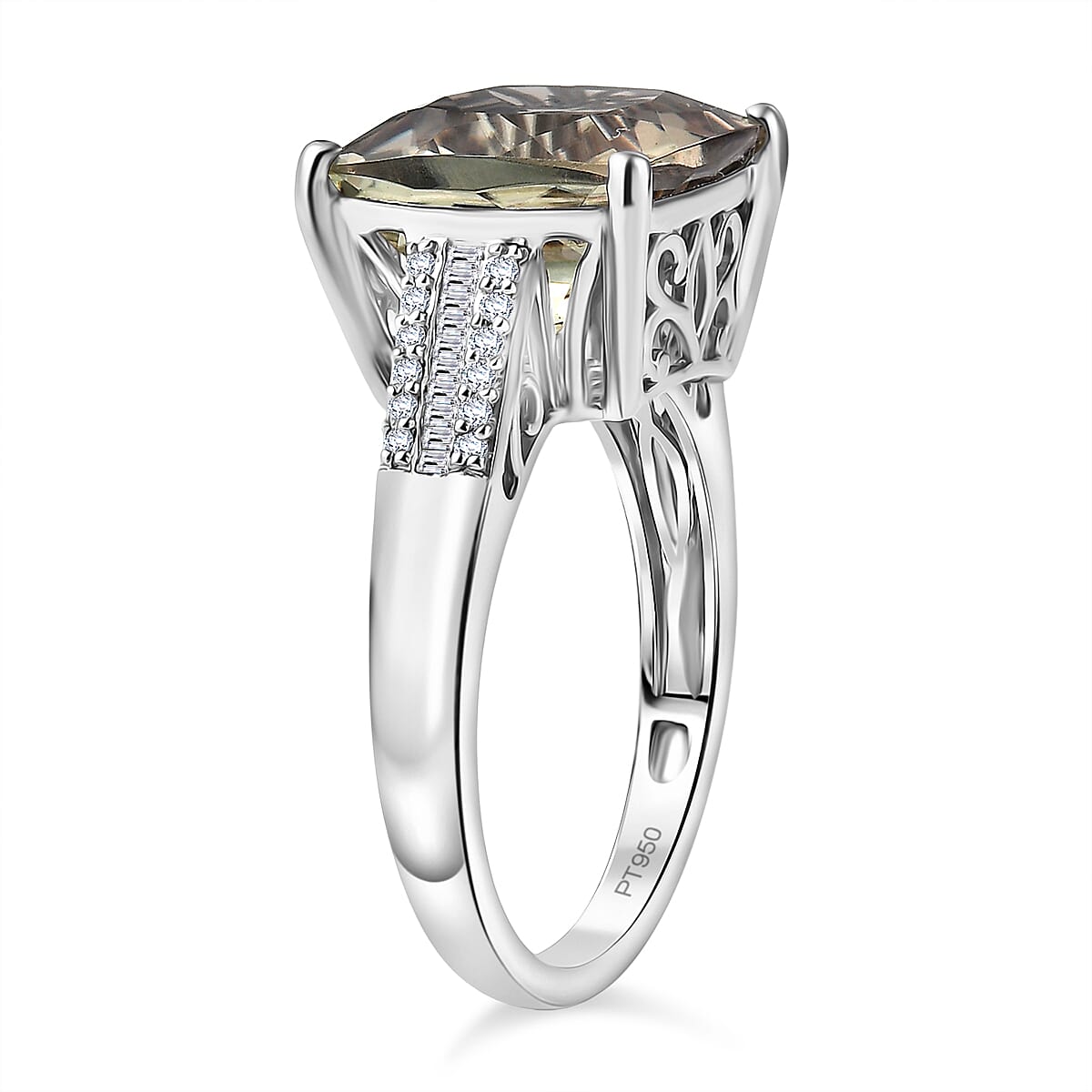 Rhapsody 950 Platinum AAAA Natural Turkizite & Natural White Diamond (VS-EF) Ring 10.24 Ct, Platinum Wt. 8.50 Gms.