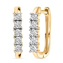 Natural White Diamond Full Hoop Earring in 14K Yellow Gold Plated Overlay Sterling Silver