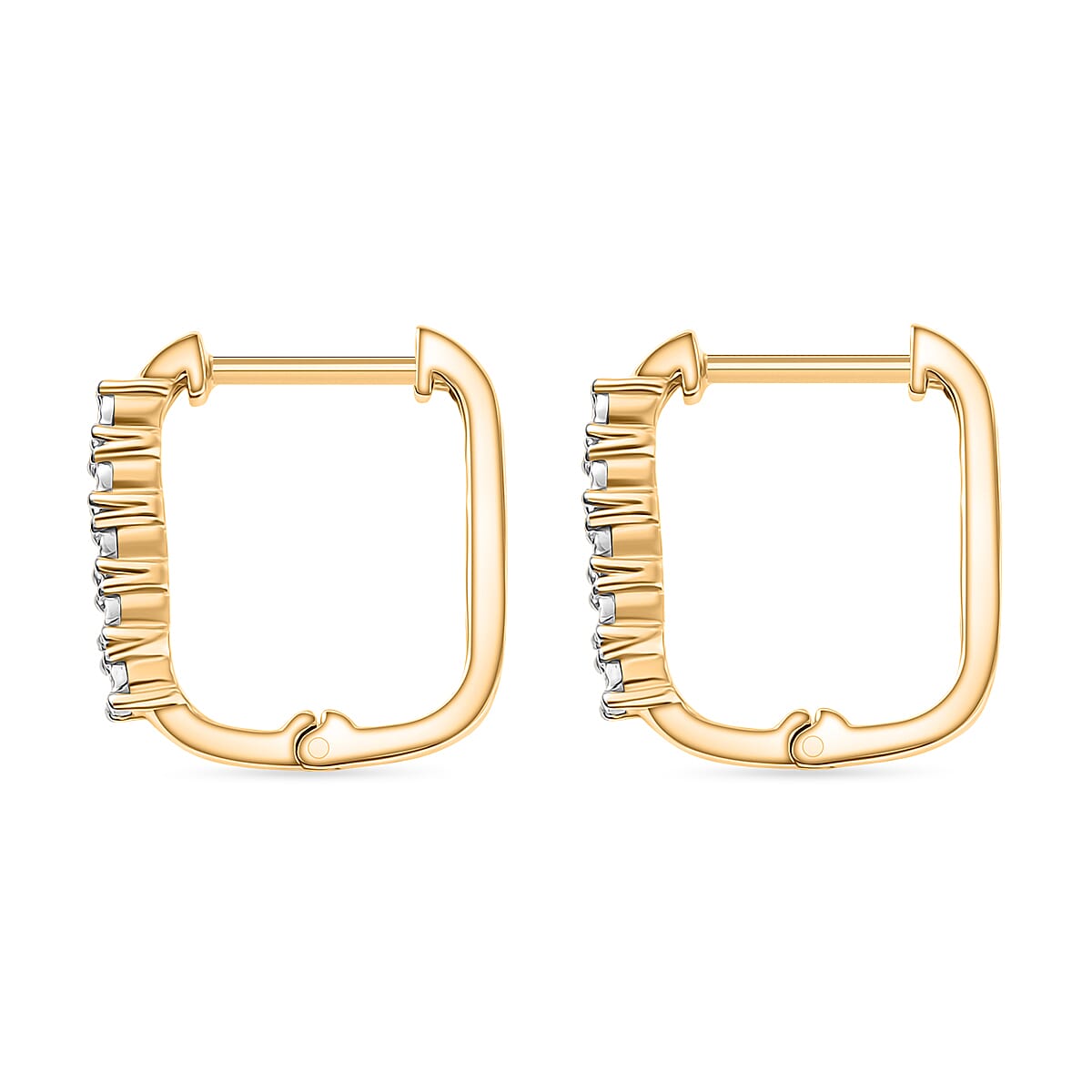 White Diamond Full Hoop Earring in 14K Yellow Gold Plated Overlay Sterling Silver