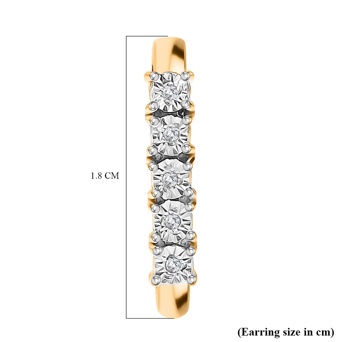 White Diamond Full Hoop Earring in 14K Yellow Gold Plated Overlay Sterling Silver