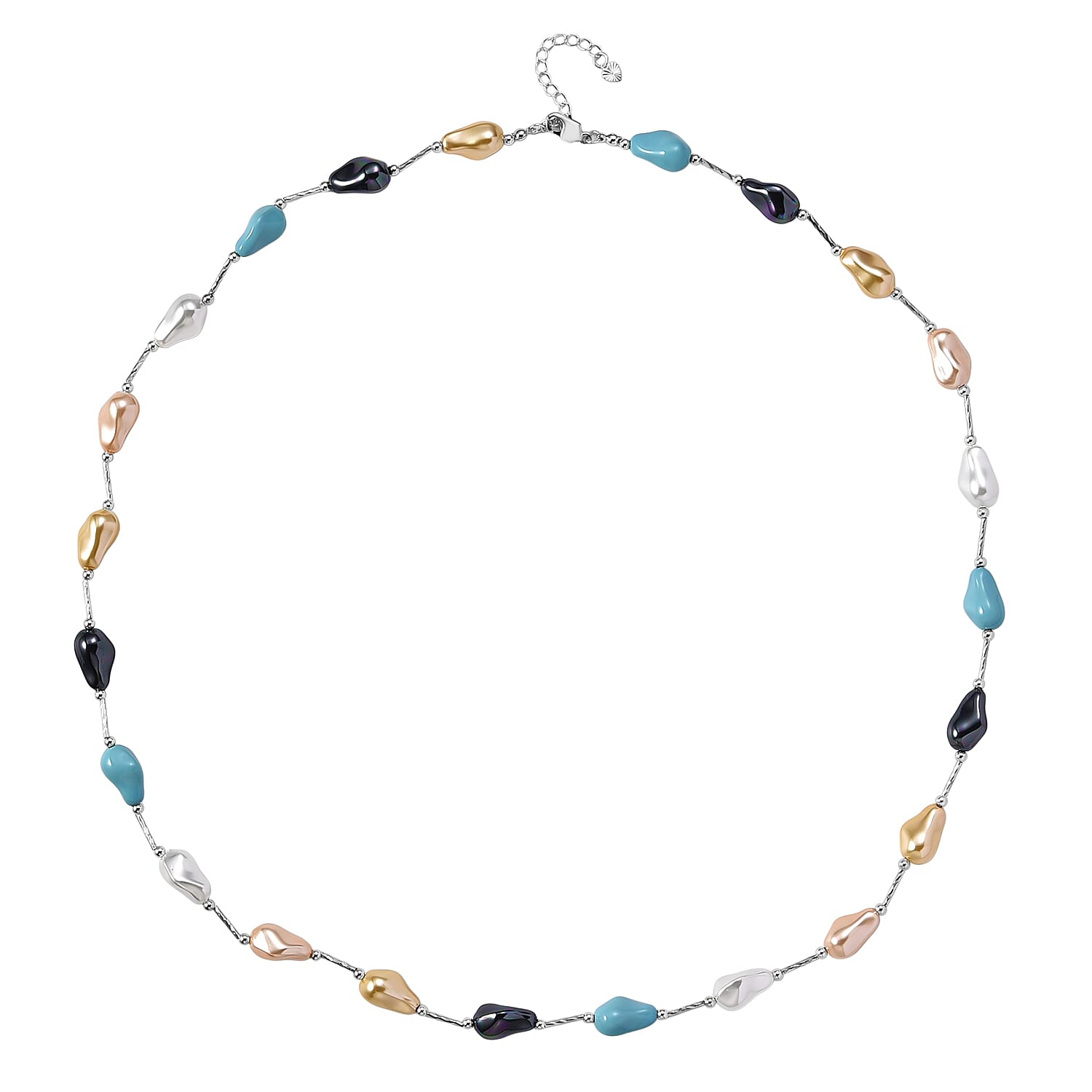 Multi Colour Shell Pearl Necklace (Size 28 - 2 Ext) with Lobster Clasp