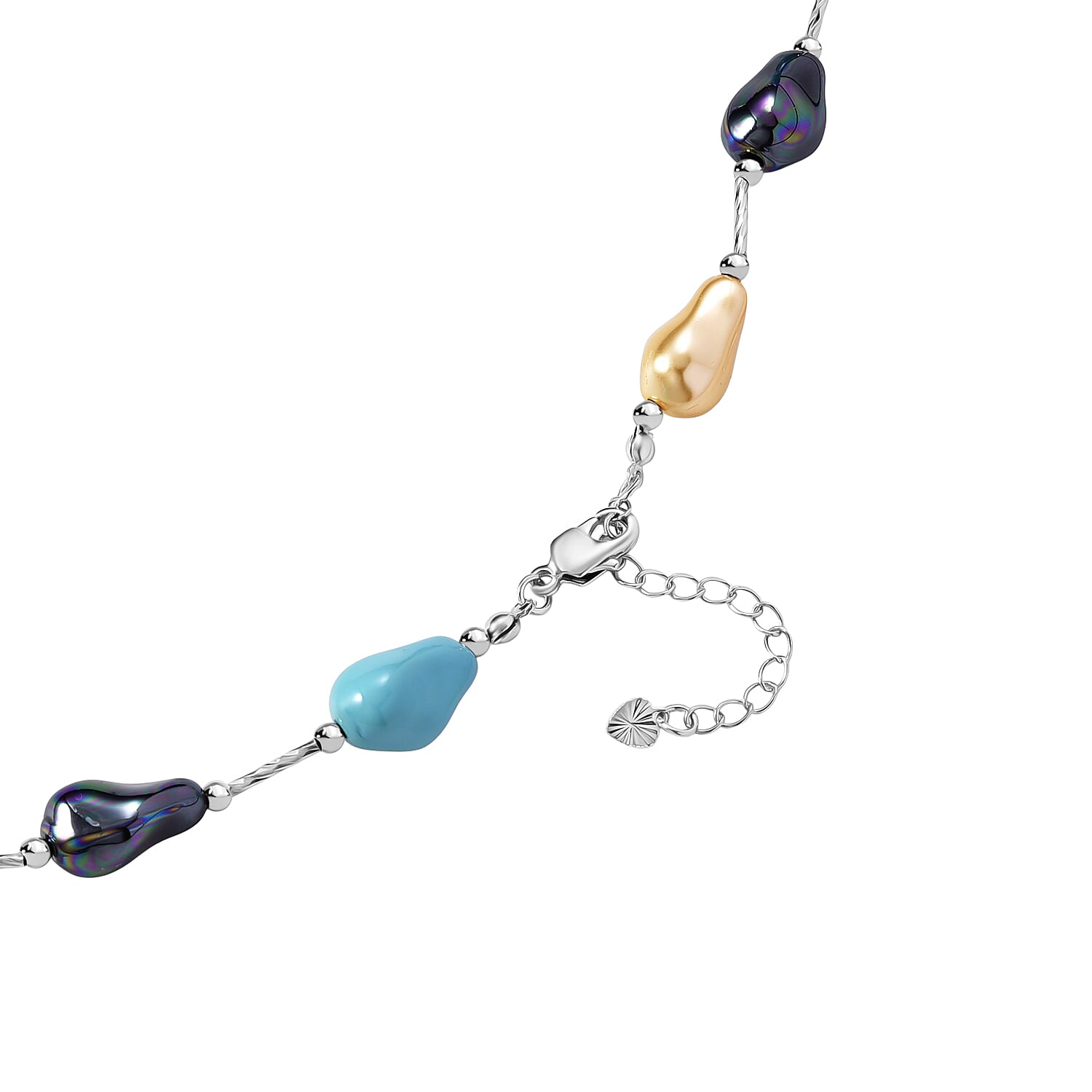 Multi Colour Shell Pearl Necklace (Size 28 - 2 Ext) with Lobster Clasp