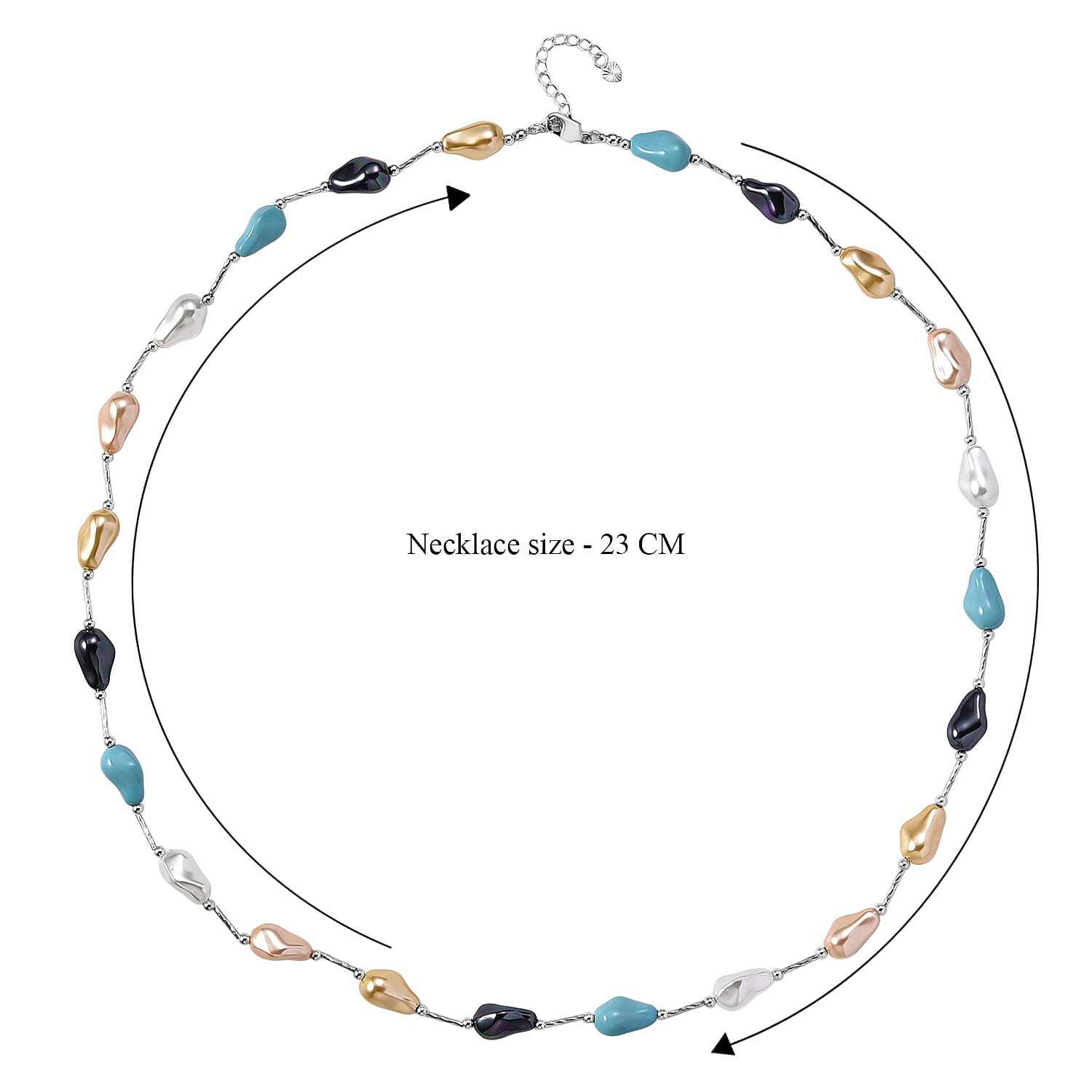 Multi Colour Shell Pearl Necklace (Size 28 - 2 Ext) with Lobster Clasp