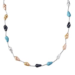 Multi Colour Shell Pearl Necklace (Size 28 - 2 Ext) with Lobster Clasp