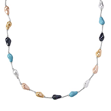 Multi Colour Shell Pearl Necklace (Size 28 - 2 Ext) with Lobster Clasp