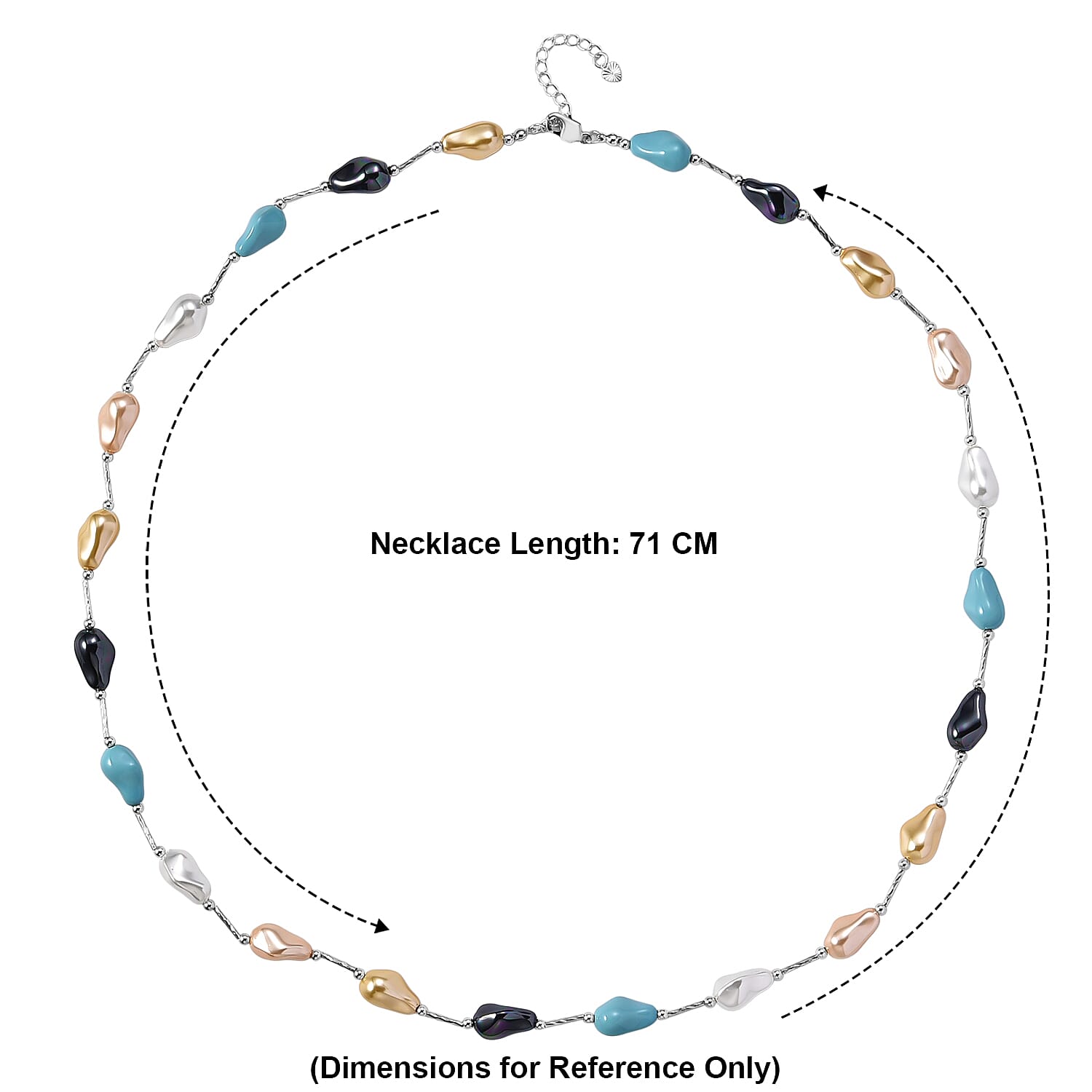 Multi Colour Shell Pearl Necklace (Size 28 - 2 Ext) with Lobster Clasp