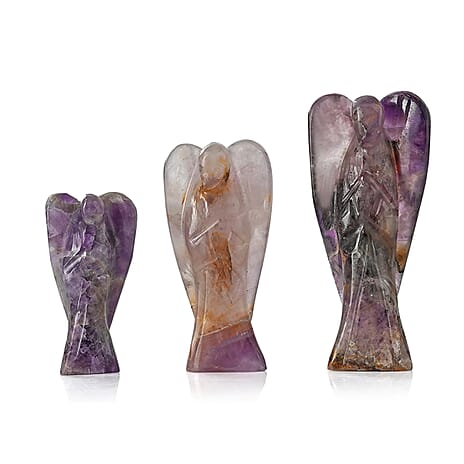 Bliss - Beyond Set of 3 Amethyst Gemstone Angel - Purple