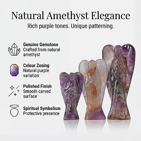 Bliss - Beyond Set of 3 Amethyst Gemstone Angel - Purple