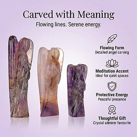 Bliss - Beyond Set of 3 Amethyst Gemstone Angel - Purple