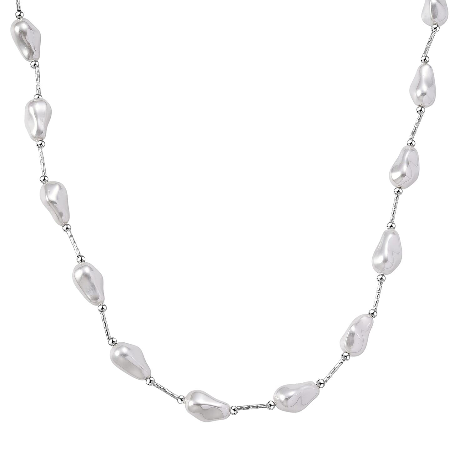 Peacock Colour Shell Pearl Necklace (Size 28 - 2 Ext) with Lobster Clasp