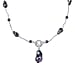 Peacock Colour Shell Pearl, White Cubic Zirconia Necklace (Size 24) in Silver Tone