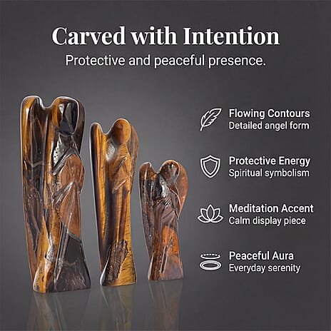Bliss - Beyond Set of 3 Tiger Eye Gemstone Angel - Brown