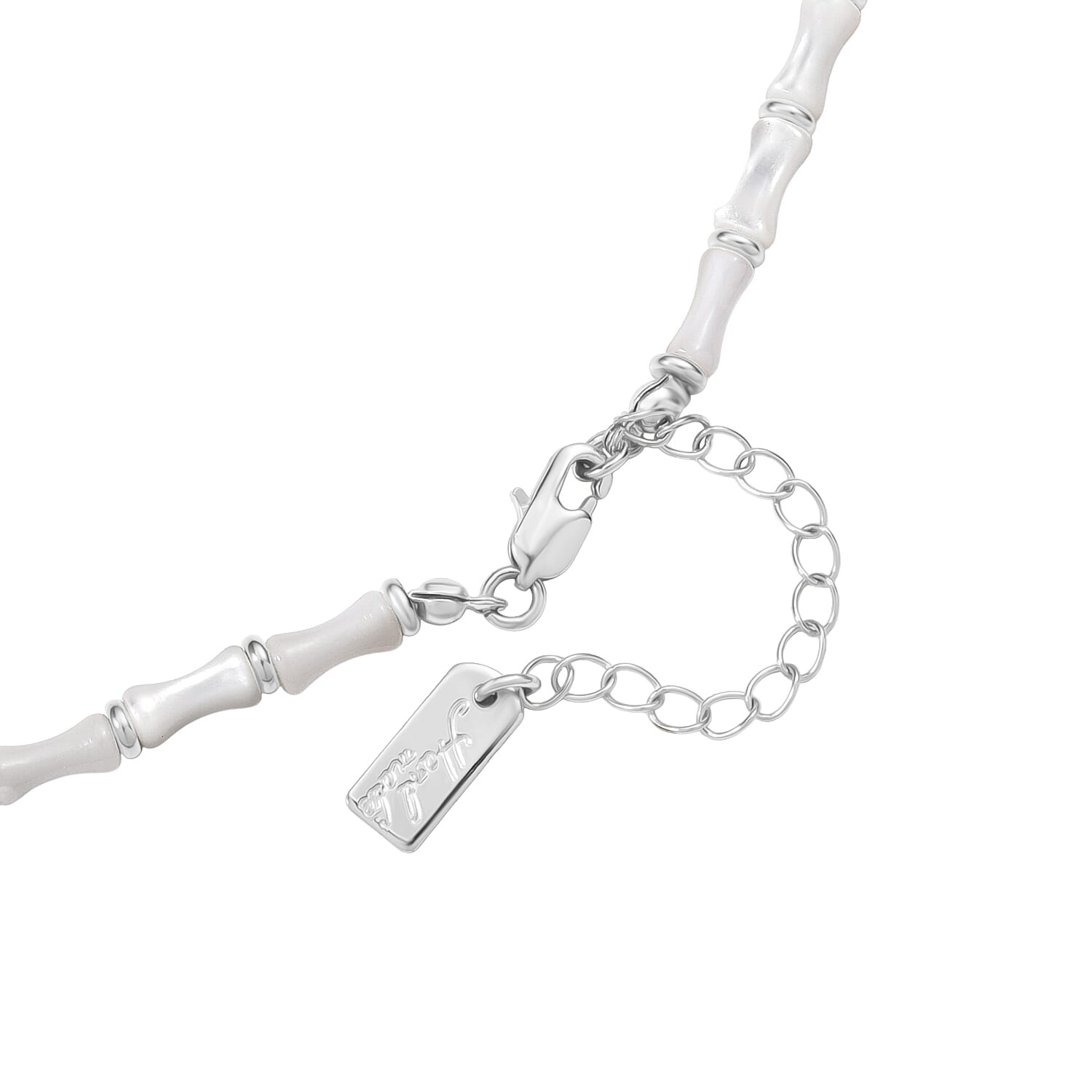 White Shell Pearl & White Cubic Zirconia Necklace (Size 20 - 2 Ext)