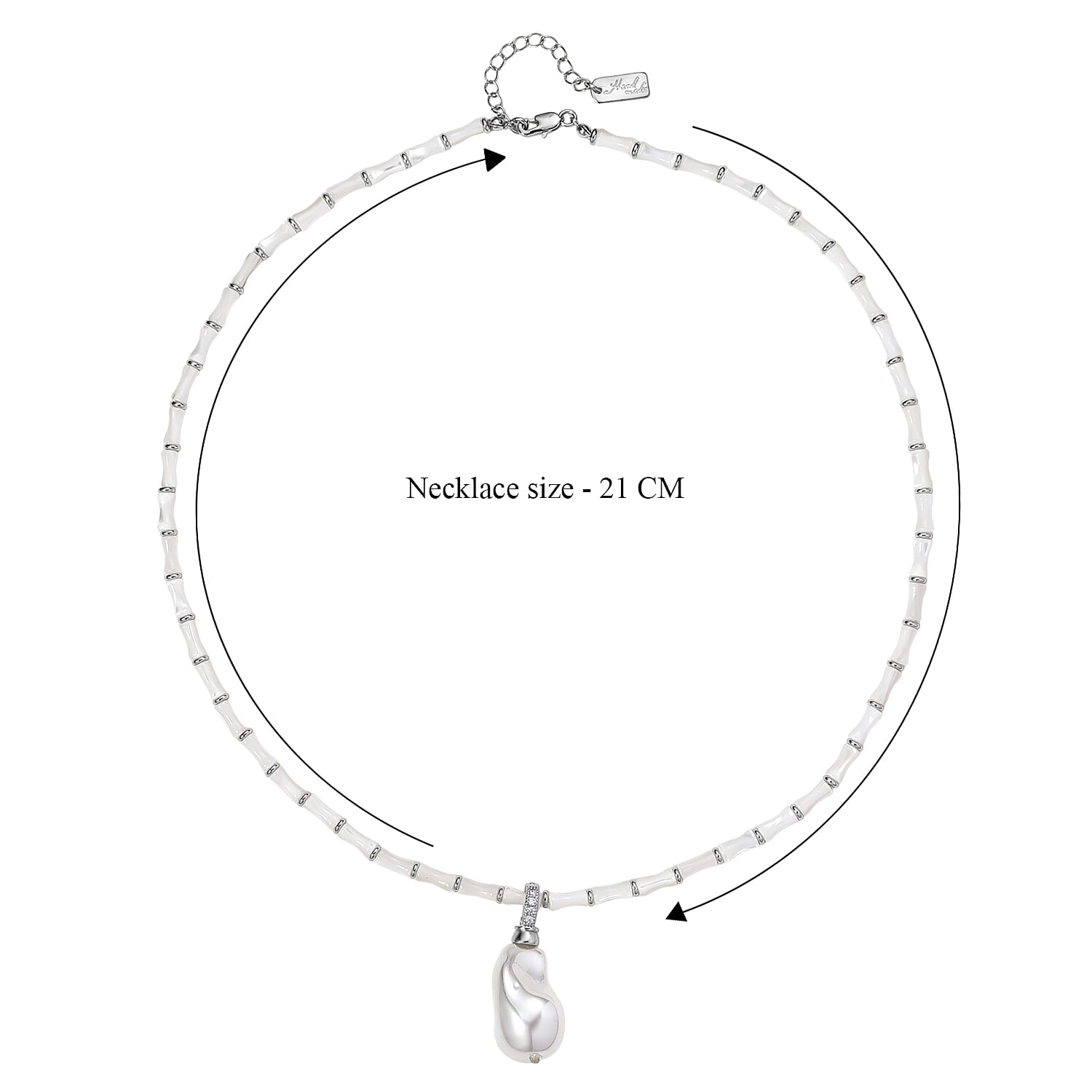 White Shell Pearl & White Cubic Zirconia Necklace (Size 20 - 2 Ext)