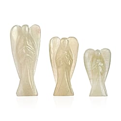Bliss & Beyond Set of 3 Black Obsidian Gemstone Angel