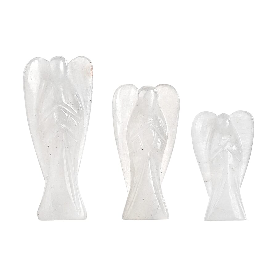 Bliss - Beyond Set of 3 Clear Quartz Gemstone Angel - White