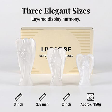 Bliss - Beyond Set of 3 Clear Quartz Gemstone Angel - White