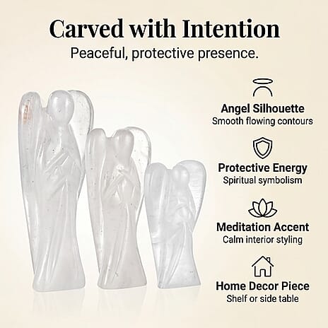 Bliss - Beyond Set of 3 Clear Quartz Gemstone Angel - White