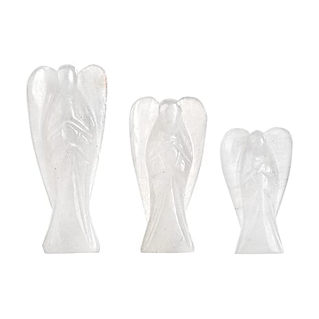 Bliss - Beyond Set of 3 Clear Quartz Gemstone Angel - White