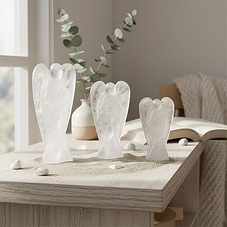 Bliss - Beyond Set of 3 Clear Quartz Gemstone Angel - White