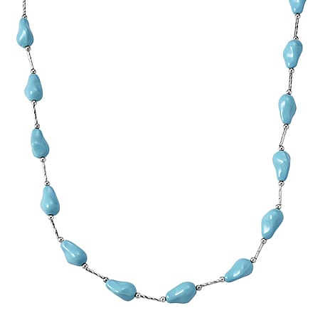Sleeping Beauty Blue Shell Pearl Necklace (Size 28 - 2 Ext) with Lobster Clasp