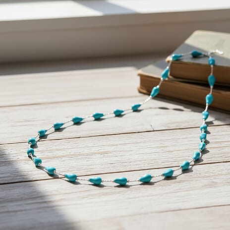 Sleeping Beauty Blue Shell Pearl Necklace (Size 28 - 2 Ext) with Lobster Clasp