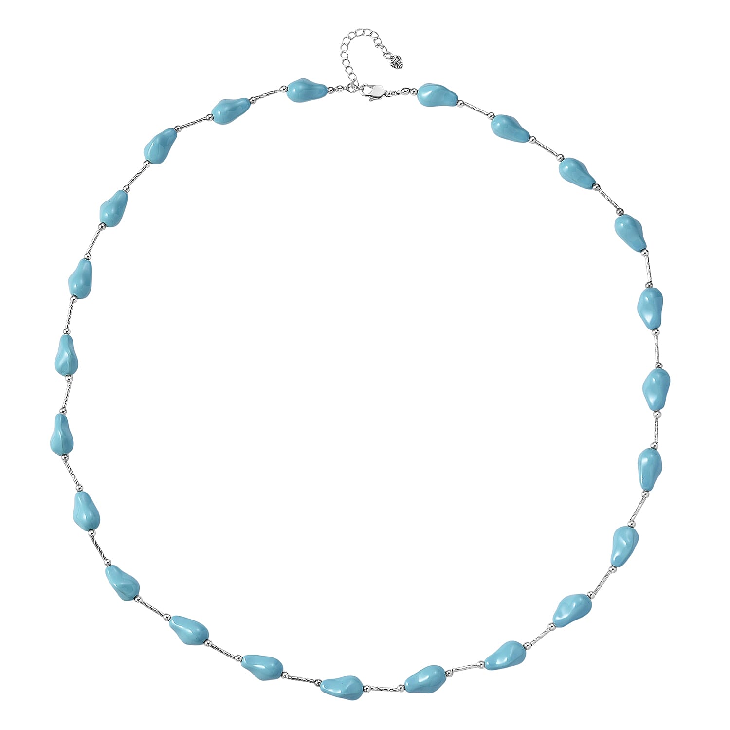 Sleeping Beauty Blue Shell Pearl Necklace (Size 28 - 2 Ext) with Lobster Clasp