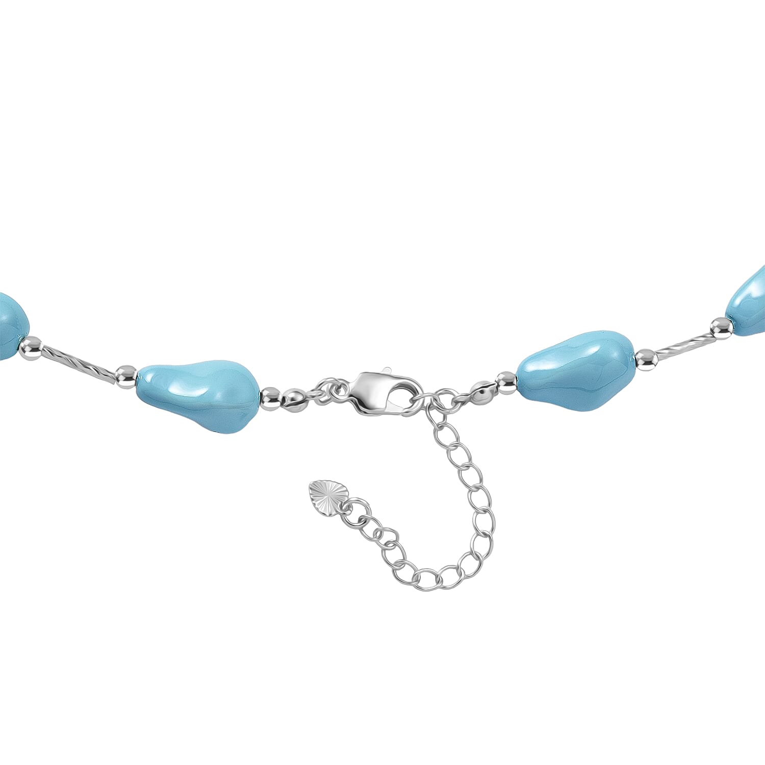 Sleeping Beauty Blue Shell Pearl Necklace (Size 28 - 2 Ext) with Lobster Clasp