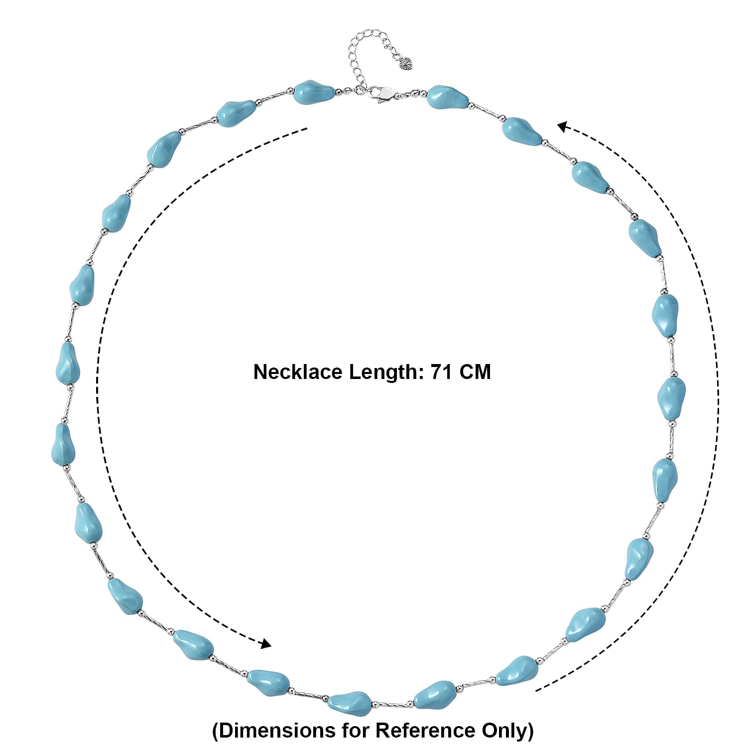 Sleeping Beauty Blue Shell Pearl Necklace (Size 28 - 2 Ext) with Lobster Clasp