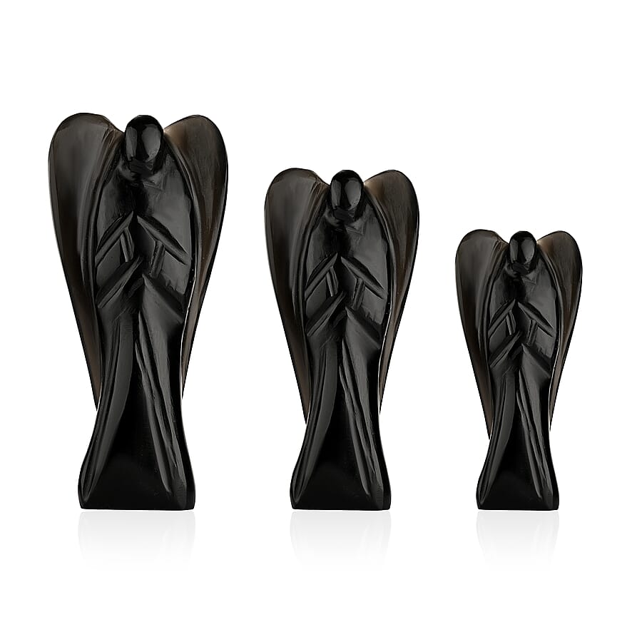 Bliss - Beyond Set of 3 Black Obsidian Gemstone Angel