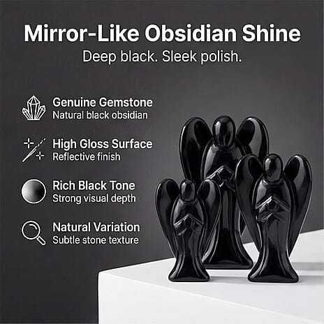Bliss - Beyond Set of 3 Black Obsidian Gemstone Angel