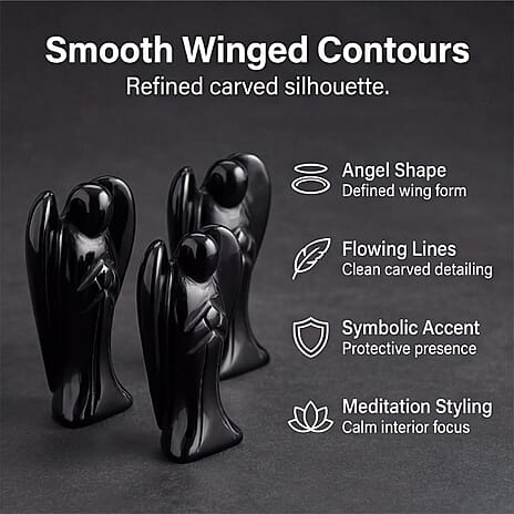 Bliss - Beyond Set of 3 Black Obsidian Gemstone Angel