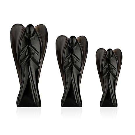 Bliss - Beyond Set of 3 Black Obsidian Gemstone Angel