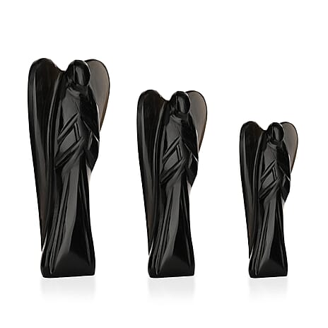 Bliss - Beyond Set of 3 Black Obsidian Gemstone Angel