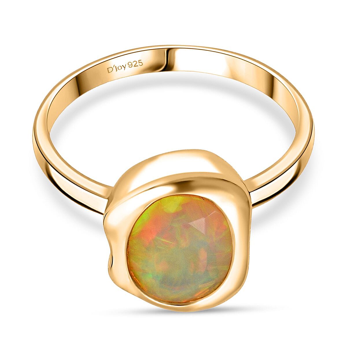D'Joy Ethiopian Opal Ring in Yellow Gold Plated Sterling Silver 1.12 Ct.