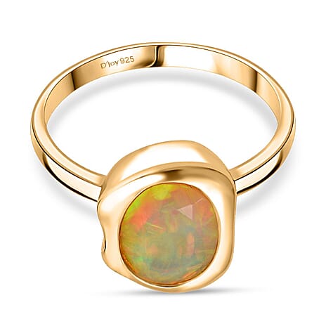 D'Joy Ethiopian Opal Ring in Yellow Gold Plated Sterling Silver 1.12 Ct.