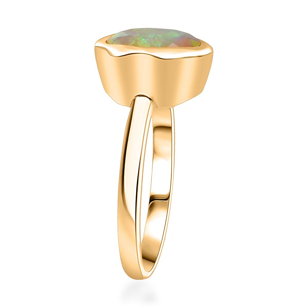 D'Joy Ethiopian Opal Ring in Yellow Gold Plated Sterling Silver 1.12 Ct.