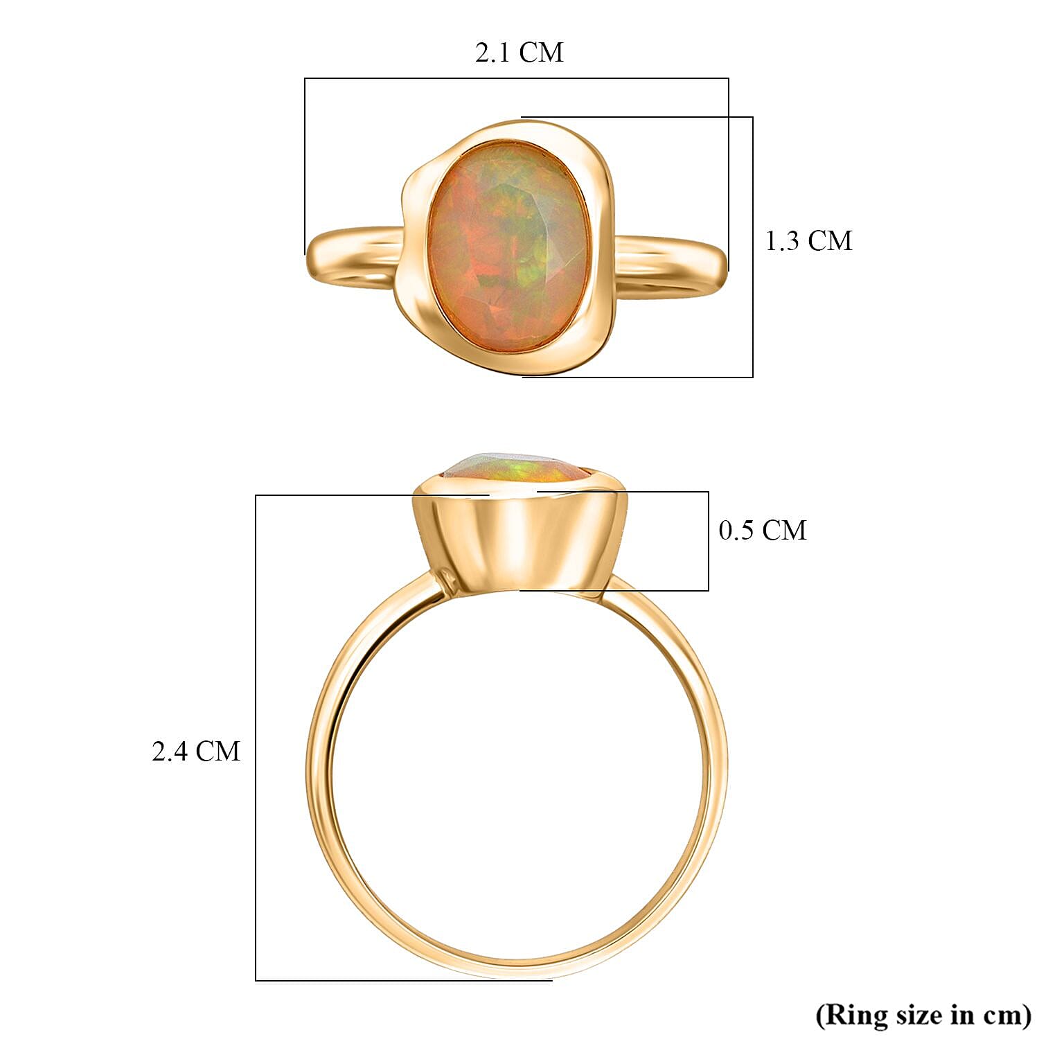 D'Joy Ethiopian Opal Ring in Yellow Gold Plated Sterling Silver 1.12 Ct.
