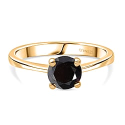 Black Diamond Solitaire Ring in Sterling Silver 1.020 Ct.