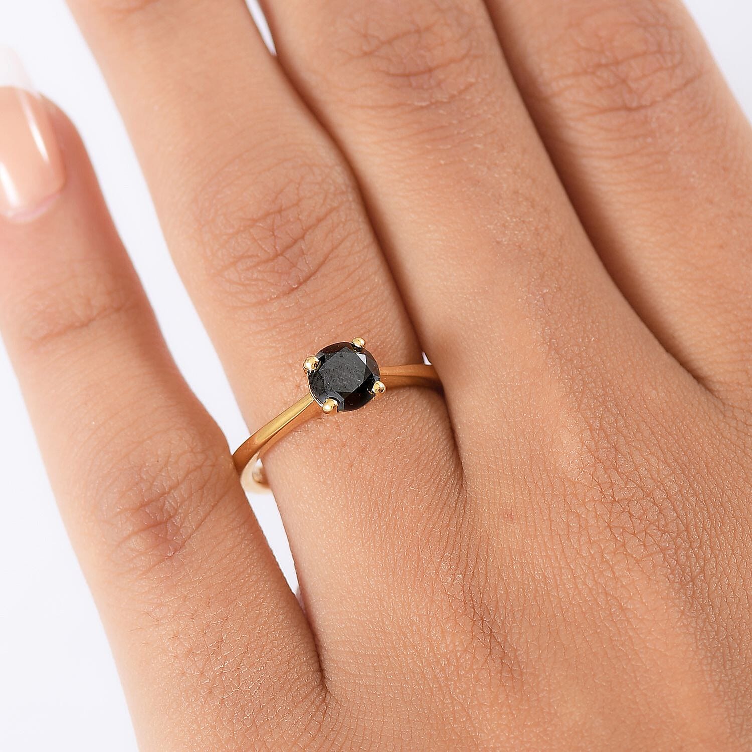 Black Diamond Solitaire Ring in Sterling Silver 1.020 Ct.