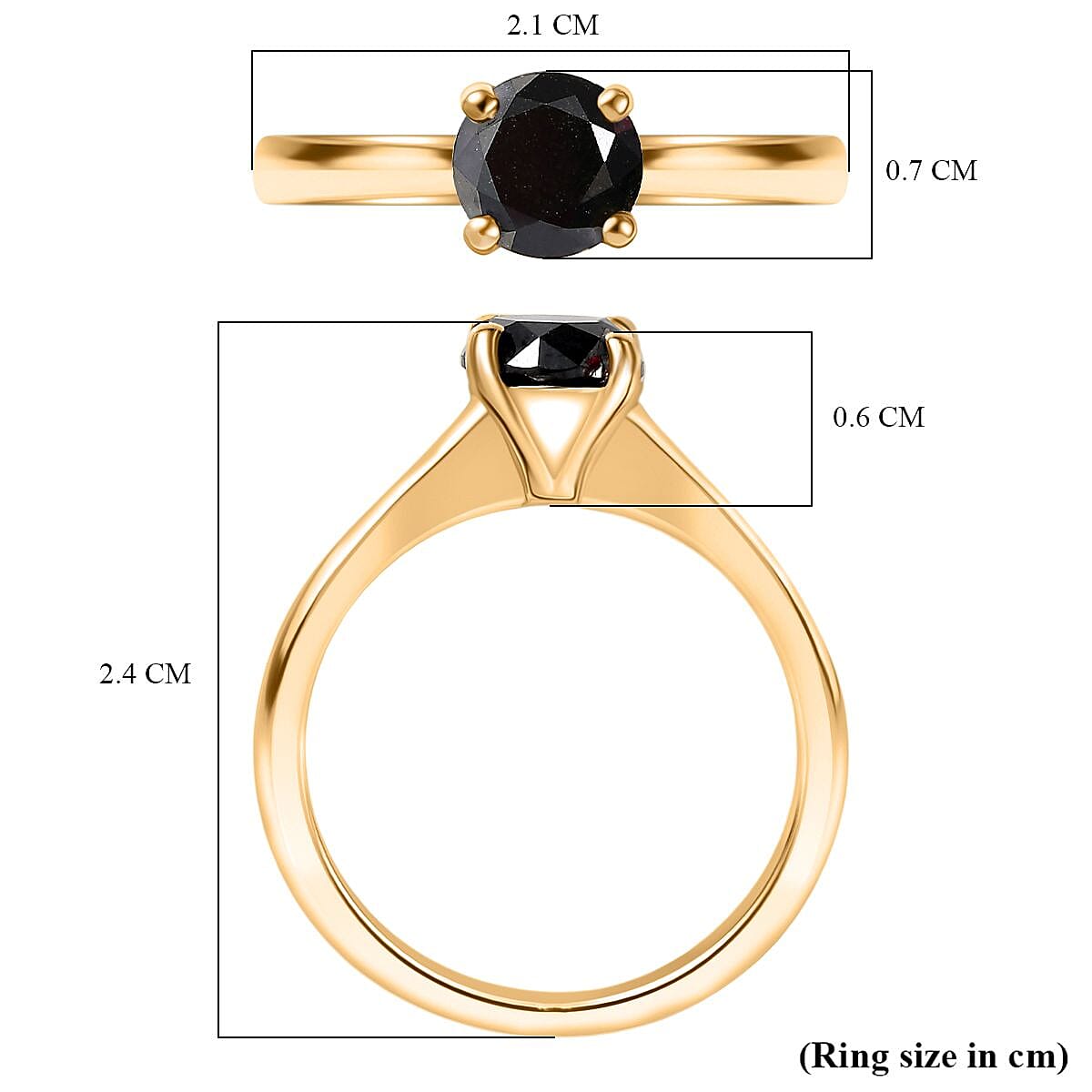 Black Diamond Solitaire Ring in Sterling Silver 1.020 Ct.