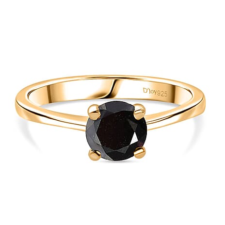 Black Diamond Ring in 18K YG VermeilSterling Silver  1.020  Ct.