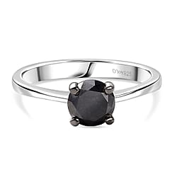 Black Diamond Solitaire Ring in Sterling Silver 1.020 Ct.