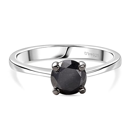 Black Diamond Ring in Rhodium OverlaySterling Silver  1.020  Ct.