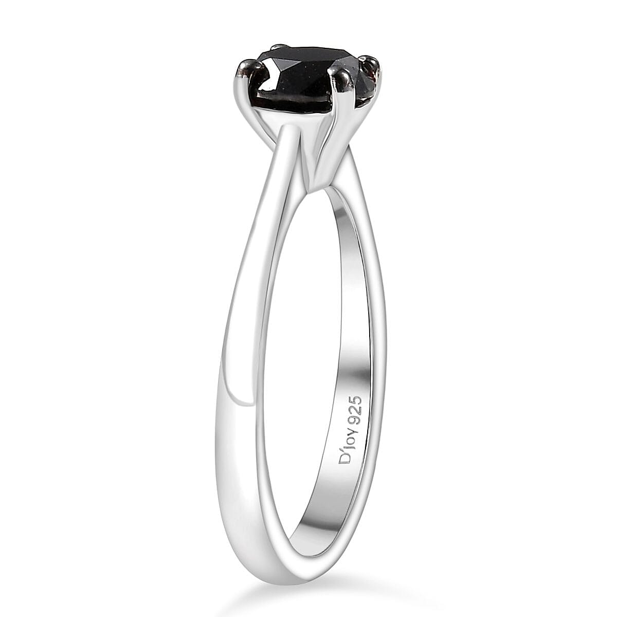 Black Diamond Solitaire Ring in Sterling Silver 1.020 Ct.