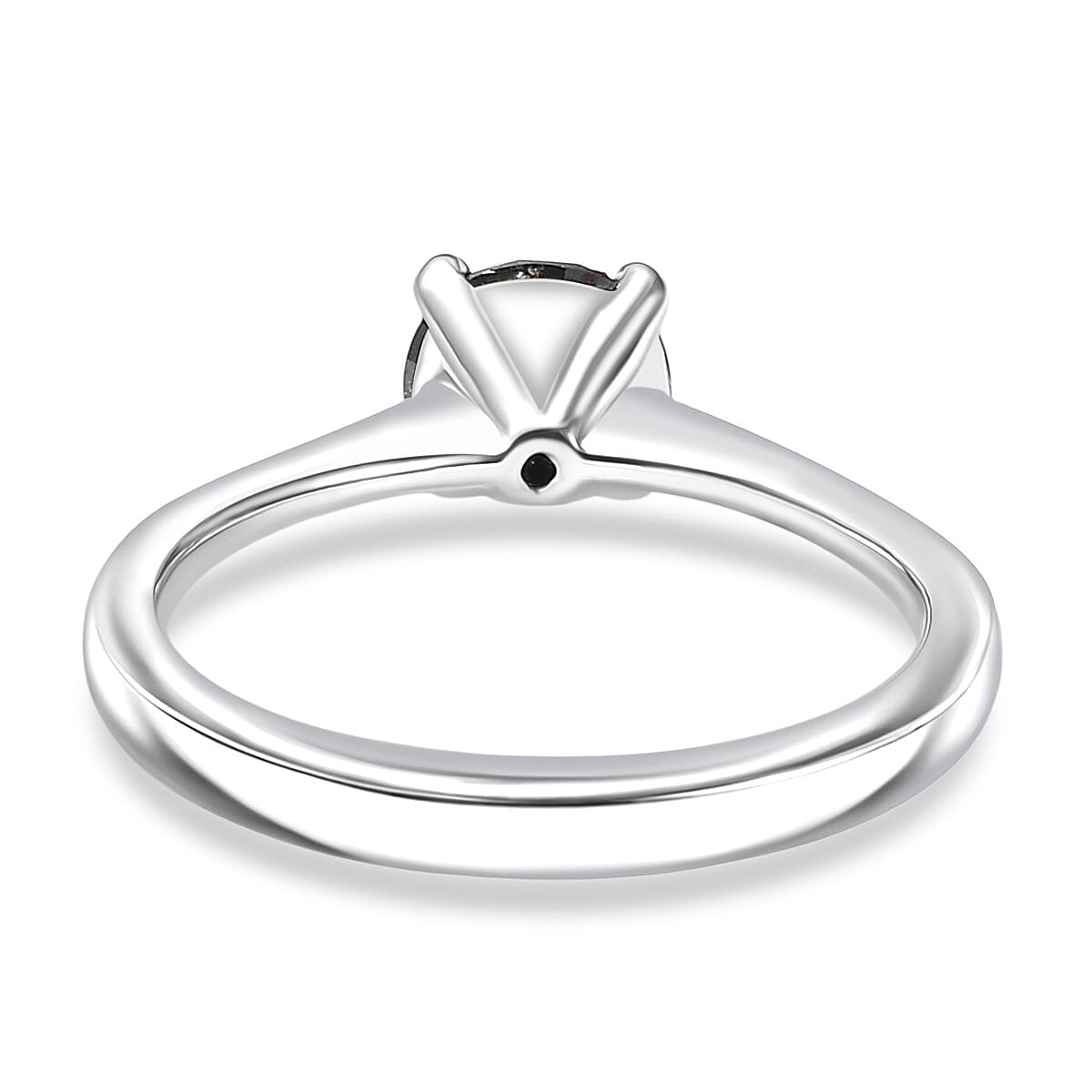 Black Diamond Solitaire Ring in Sterling Silver 1.020 Ct.