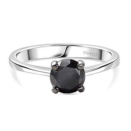 Black Diamond Ring in Rhodium OverlaySterling Silver  1.020  Ct.