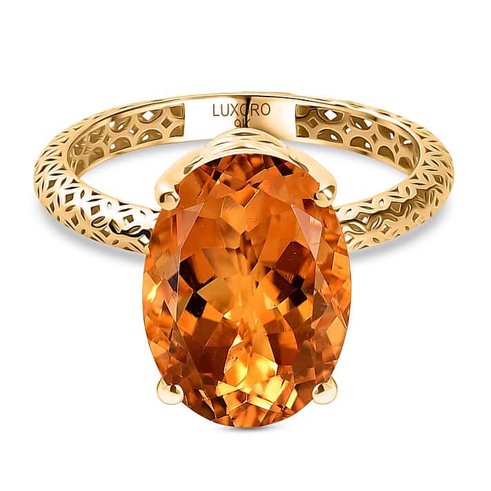 Luxoro 9K Yellow Gold Serra Gaucha Citrine Solitaire Ring 5.32 Ct.