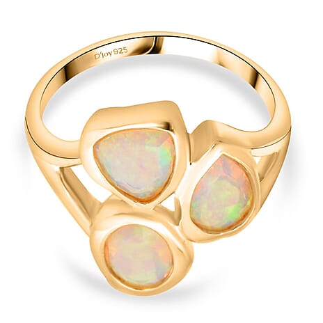 D'Joy Ethiopian Opal Ring in Yellow Gold Plated Sterling Silver 1.28 Ct.